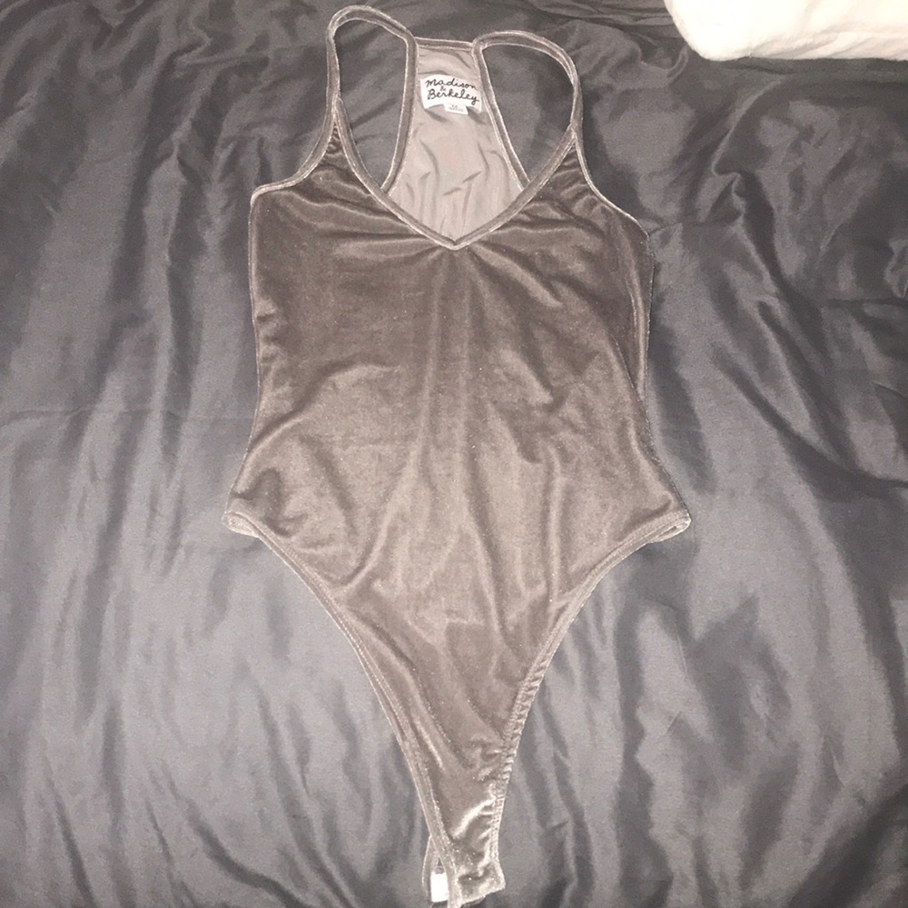 grey suede body suit